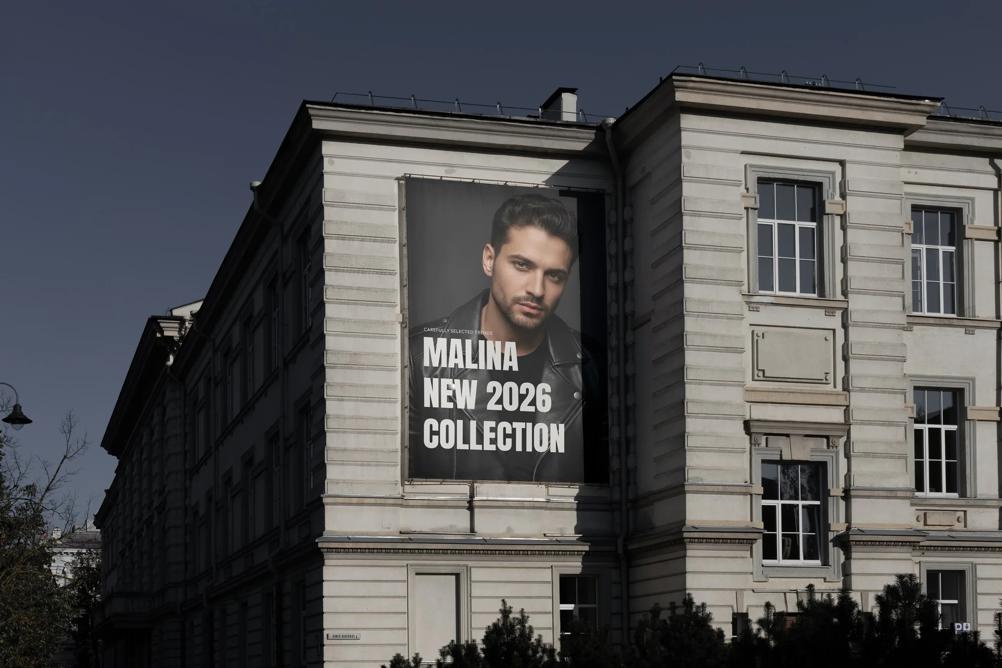 Malina New 2026 Collection billboard on a city building