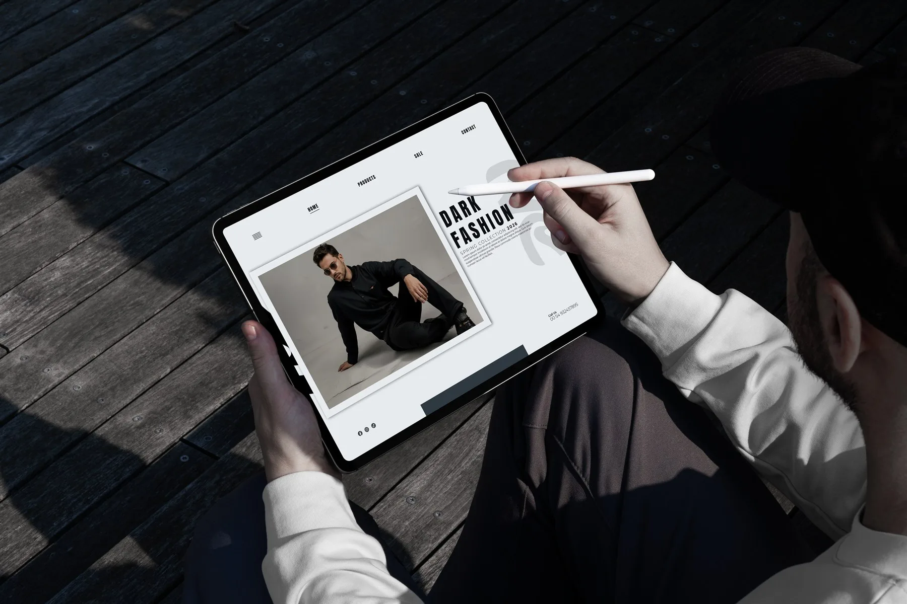 Malina Dark Fashion website mockup on an iPad Pro
