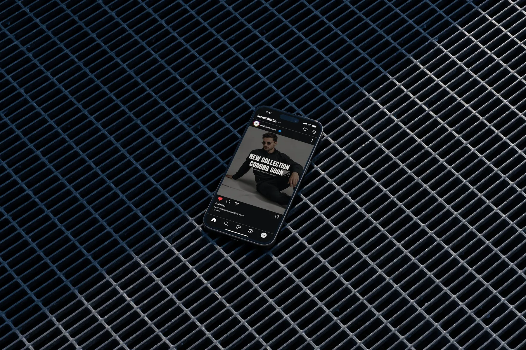Malina Instagram post mockup on a smartphone